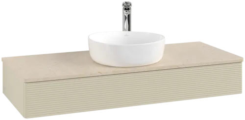 Bild von VILLEROY BOCH Antao Waschbeckenunterschrank, 1 Auszug, 1200 x 190 x 500 mm, Front mit Struktur, Silk Grey Matt Lacquer / Botticino #K10153HJ