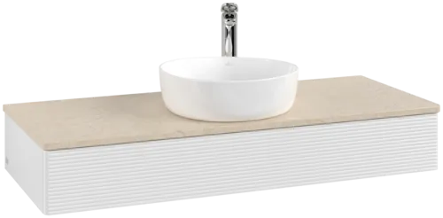 Bild von VILLEROY BOCH Antao Waschbeckenunterschrank, 1 Auszug, 1200 x 190 x 500 mm, Front mit Struktur, Glossy White Lacquer / Botticino #K10153GF
