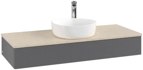 Obrázek VILLEROY BOCH Antao Vanity unit, 1 pull-out compartment, 1200 x 190 x 500 mm, Front with grain texture, Anthracite Matt Lacquer / Botticino #K10153GK