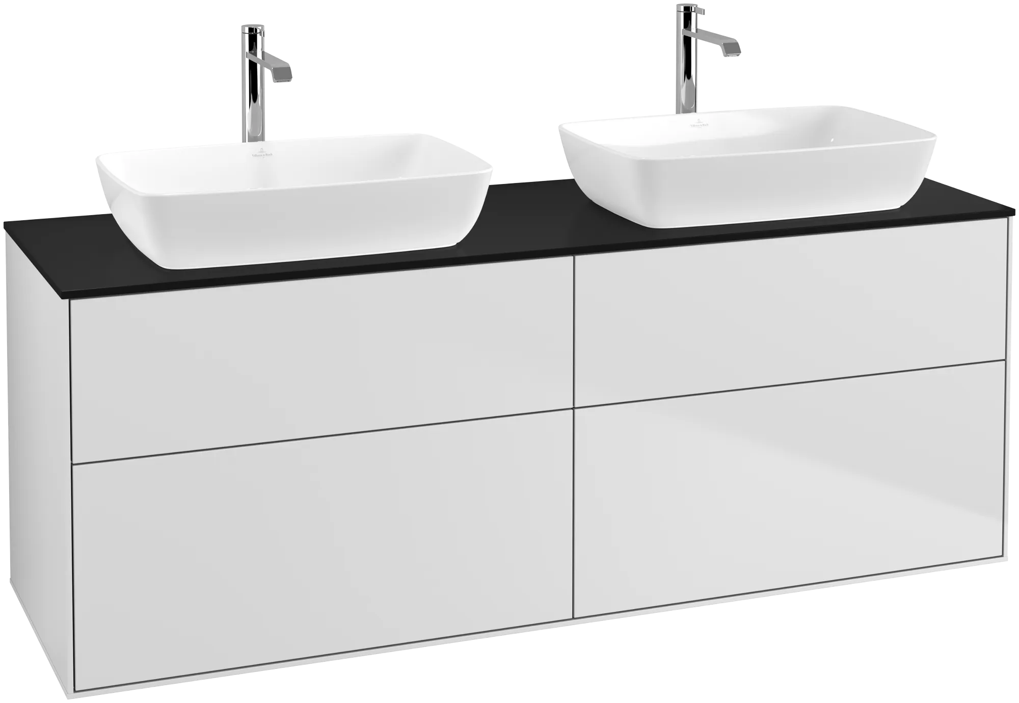 Bild von VILLEROY BOCH Finion Waschbeckenunterschrank, mit Beleuchtung, 4 Auszüge, 1600 x 603 x 501 mm, White Matt Lacquer / Glass Black Matt #G84200MT