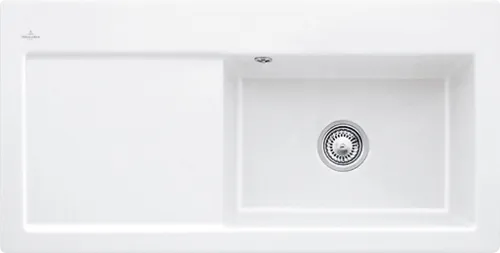 Bild von VILLEROY BOCH Subway 60 XL Einbauspüle, inklusive Ablaufgarnitur mit Handbetätigung, aus Keramik, 1000 x 510 mm, Weiß Alpin CeramicPlus #671901R1