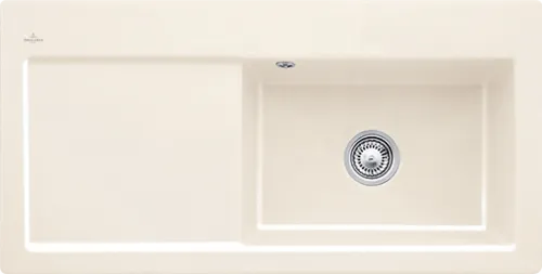 Bild von VILLEROY BOCH Subway 60 XL Einbauspüle, inklusive Ablaufgarnitur mit Handbetätigung, aus Keramik, 1000 x 510 mm, Crema CeramicPlus #671901KR
