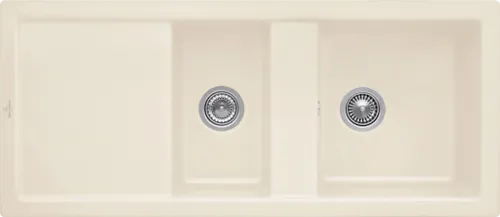 Bild von VILLEROY BOCH Subway 80 Einbauspüle, inklusive Ablaufgarnitur mit Handbetätigung, aus Keramik, 1160 x 510 mm, Ivory CeramicPlus #672601FU