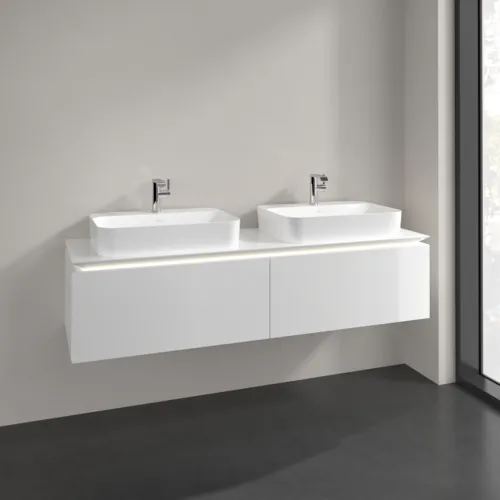 Bild von VILLEROY BOCH Legato Waschbeckenunterschrank, mit Beleuchtung, 2 Auszüge, 1600 x 380 x 500 mm, Glossy White / Glossy White #B767L0DH