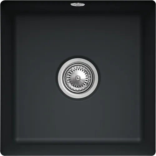 Bild von VILLEROY BOCH Subway 50 SU Unterbauspüle, inklusive Ablaufgarnitur mit Handbetätigung, aus Keramik, 440 x 440 mm, Ebony CeramicPlus #332501S5