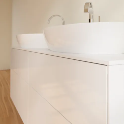 Bild von VILLEROY BOCH Finion Waschbeckenunterschrank, 4 Auszüge, 1600 x 603 x 501 mm, Glossy White Lacquer / Glass White Matt #F96100GF
