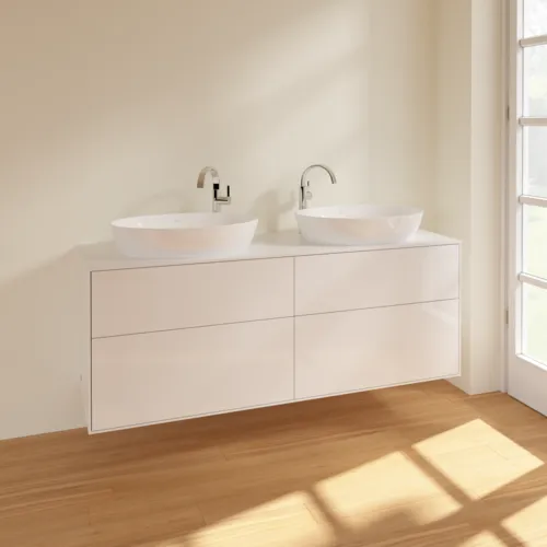 Bild von VILLEROY BOCH Finion Waschbeckenunterschrank, 4 Auszüge, 1600 x 603 x 501 mm, Glossy White Lacquer / Glass White Matt #F96100GF