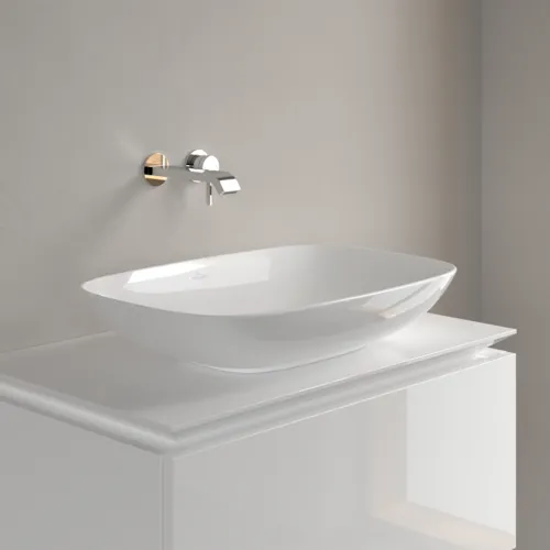 Picture of VILLEROY BOCH Loop & Friends Surface-mounted washbasin, 620 x 420 x 120 mm, White Alpin CeramicPlus, without overflow #4A5001R1