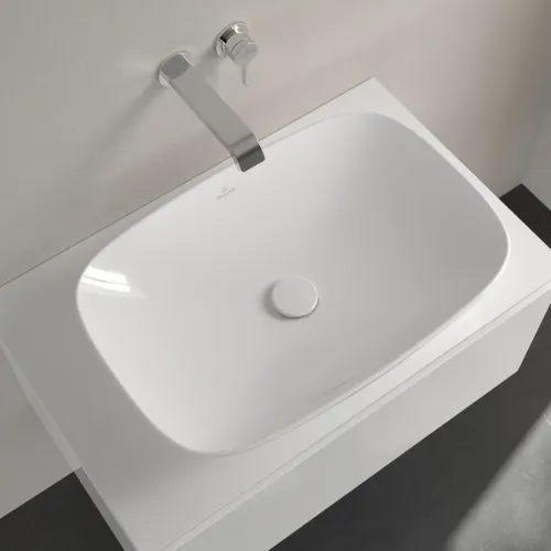Picture of VILLEROY BOCH Loop & Friends Surface-mounted washbasin, 620 x 420 x 120 mm, White Alpin CeramicPlus, without overflow #4A5001R1