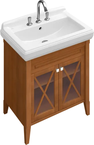 Bild von VILLEROY BOCH Hommage Waschbeckenunterschrank, 2 Türen, 685 x 755 x 540 mm, Walnut/Grey-White Marble / Walnut/Grey-White Marble #89950001