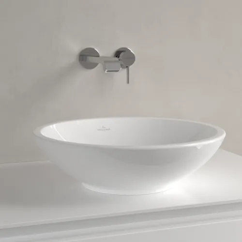 Bild von VILLEROY BOCH Loop & Friends Aufsatzwaschbecken, 430 x 430 x 120 mm, Weiß Alpin, mit Überlauf #51440001