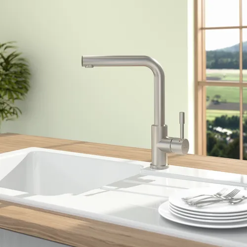 Bild von VILLEROY BOCH Modern Steel Niederdruck Küchenarmatur, aus Edelstahl, Edelstahl massiv #966811LC
