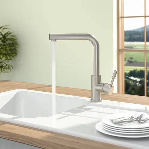 Bild von VILLEROY BOCH Modern Steel Niederdruck Küchenarmatur, aus Edelstahl, Edelstahl massiv #966811LC