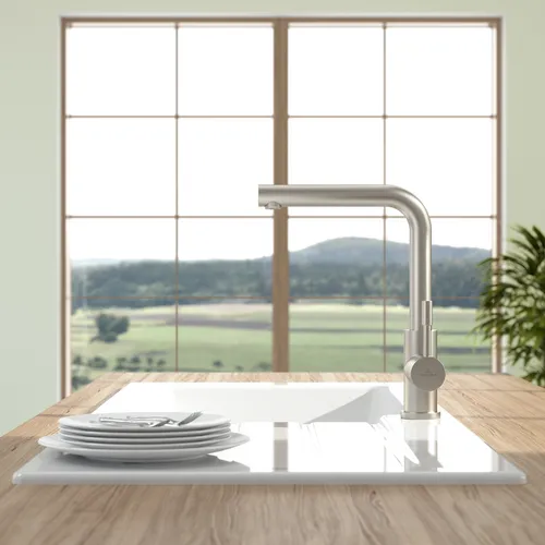 Bild von VILLEROY BOCH Modern Steel Niederdruck Küchenarmatur, aus Edelstahl, Edelstahl massiv #966811LC