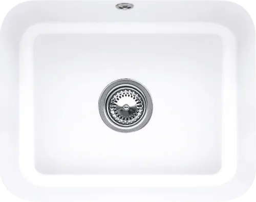 Bild von VILLEROY BOCH Cisterna 60C Unterbauspüle, inklusive Ablaufgarnitur mit Handbetätigung, Befestigungsset, aus Keramik, 550 x 440 mm, Weiß Alpin CeramicPlus #670601R1