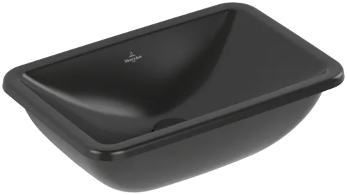 Bild von VILLEROY BOCH Loop & Friends Unterbauwaschbecken, 450 x 280 x 170 mm, Pure Black CeramicPlus, mit Überlauf, Außenseite glasiert #4A5600R7