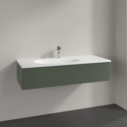 Bild von VILLEROY BOCH Antao Waschbeckenunterschrank, 1 Auszug, 1188 x 256 x 493 mm, Front mit Struktur, Leaf Green Matt Lacquer K03100HL