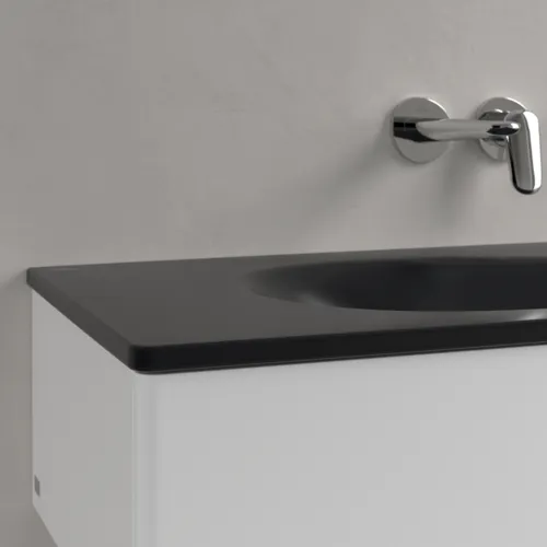 Picture of VILLEROY BOCH Antao Vanity washbasin, 1200 x 500 x 150 mm, Pure Black CeramicPlus, without overflow 4A77L3R7