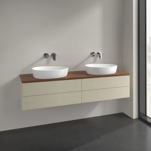 Obrázek VILLEROY BOCH Antao Vanity unit, 4 pull-out compartments, 1600 x 360 x 500 mm, Front without structure, Silk Grey Matt Lacquer / Warm Walnut #K28012HJ