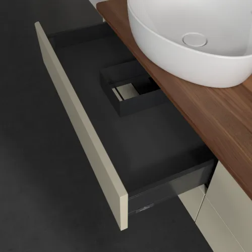 Obrázek VILLEROY BOCH Antao Vanity unit, 4 pull-out compartments, 1600 x 360 x 500 mm, Front without structure, Silk Grey Matt Lacquer / Warm Walnut #K28012HJ