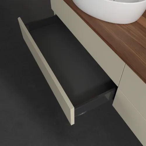 Obrázek VILLEROY BOCH Antao Vanity unit, 4 pull-out compartments, 1600 x 360 x 500 mm, Front without structure, Silk Grey Matt Lacquer / Warm Walnut #K28012HJ