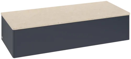 Bild von VILLEROY BOCH Antao Sideboard, 1 Auszug, 1200 x 268 x 500 mm, Front ohne Struktur, Midnight Blue Matt Lacquer / Botticino #K41003HG