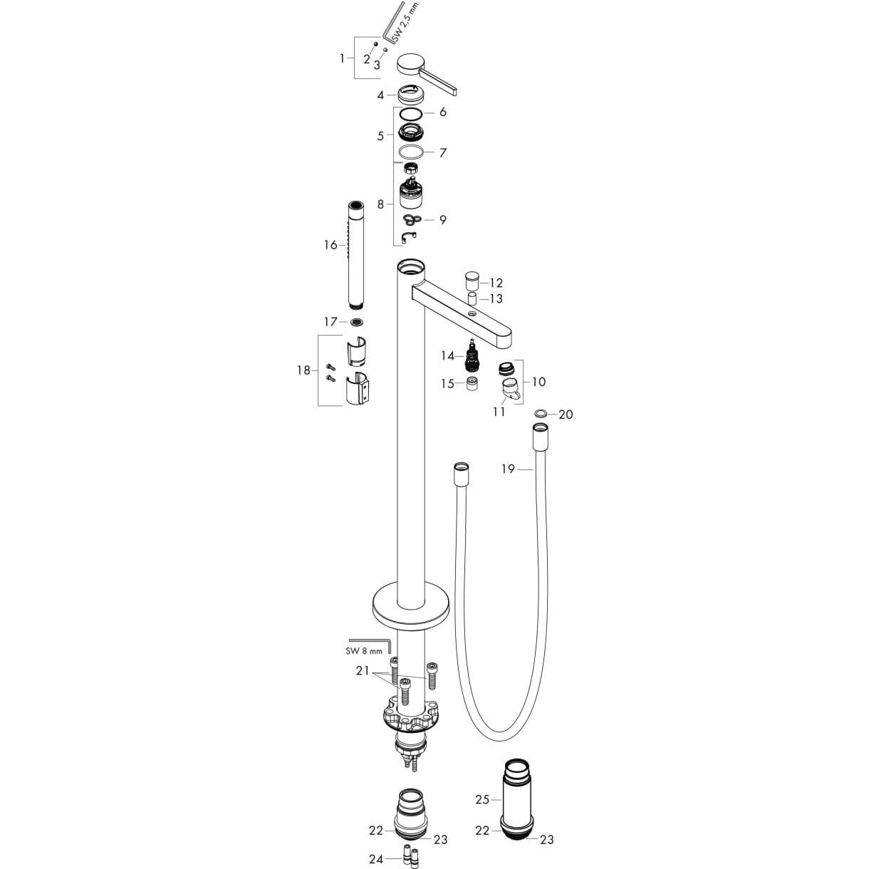 Bild von HANSGROHE Finoris Single lever bath mixer floor-standing Matt Black 76445670