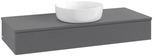 Obrázek VILLEROY BOCH Antao Vanity unit, 1 pull-out compartment, 1200 x 190 x 500 mm, Front with grain texture, Anthracite Matt Lacquer / Anthracite Matt Lacquer #K10110GK