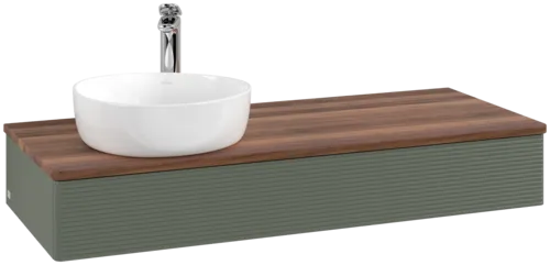 Bild von VILLEROY BOCH Antao Waschbeckenunterschrank, 1 Auszug, 1200 x 190 x 500 mm, Front mit Struktur, Leaf Green Matt Lacquer / Warm Walnut #K11152HL