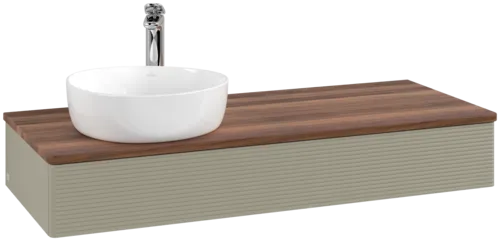 Bild von VILLEROY BOCH Antao Waschbeckenunterschrank, 1 Auszug, 1200 x 190 x 500 mm, Front mit Struktur, Stone Grey Matt Lacquer / Warm Walnut #K11152HK