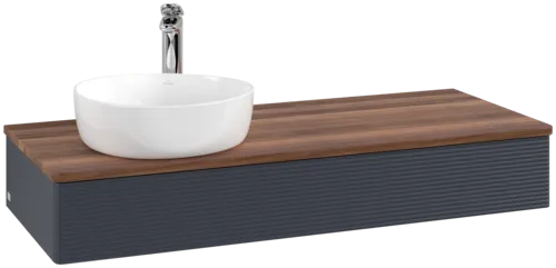 Bild von VILLEROY BOCH Antao Waschbeckenunterschrank, 1 Auszug, 1200 x 190 x 500 mm, Front mit Struktur, Midnight Blue Matt Lacquer / Warm Walnut #K11152HG