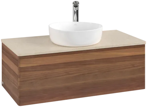 Obrázek VILLEROY BOCH Antao Vanity unit, 1 pull-out compartment, 1000 x 360 x 500 mm, Front without structure, Warm Walnut / Botticino #K31053HM