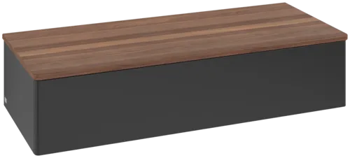 Bild von VILLEROY BOCH Antao Sideboard, 1 Auszug, 1200 x 268 x 500 mm, Front ohne Struktur, Black Matt Lacquer / Warm Walnut #K41002PD