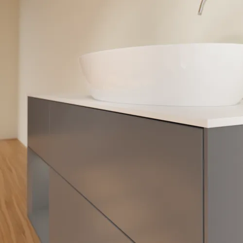 Obrázek VILLEROY BOCH Finion Vanity unit, with lighting, 3 pull-out compartments, 1200 x 603 x 501 mm, Anthracite Matt Lacquer / Anthracite Matt Lacquer / Glass White Matt #G921GKGK