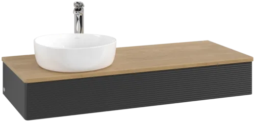 Bild von VILLEROY BOCH Antao Waschbeckenunterschrank, 1 Auszug, 1200 x 190 x 500 mm, Front mit Struktur, Black Matt Lacquer / Honey Oak #K11151PD