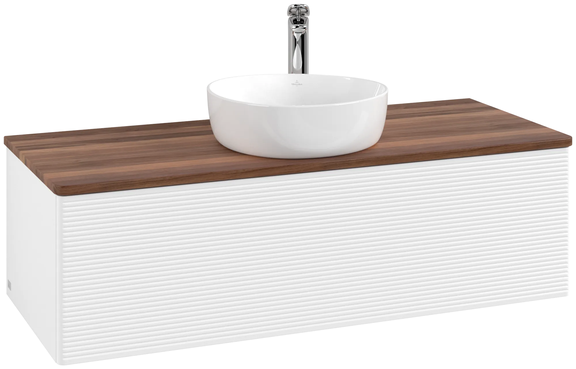 Bild von VILLEROY BOCH Antao Waschbeckenunterschrank, 1 Auszug, 1200 x 360 x 500 mm, Front mit Struktur, White Matt Lacquer / Warm Walnut #K32152MT