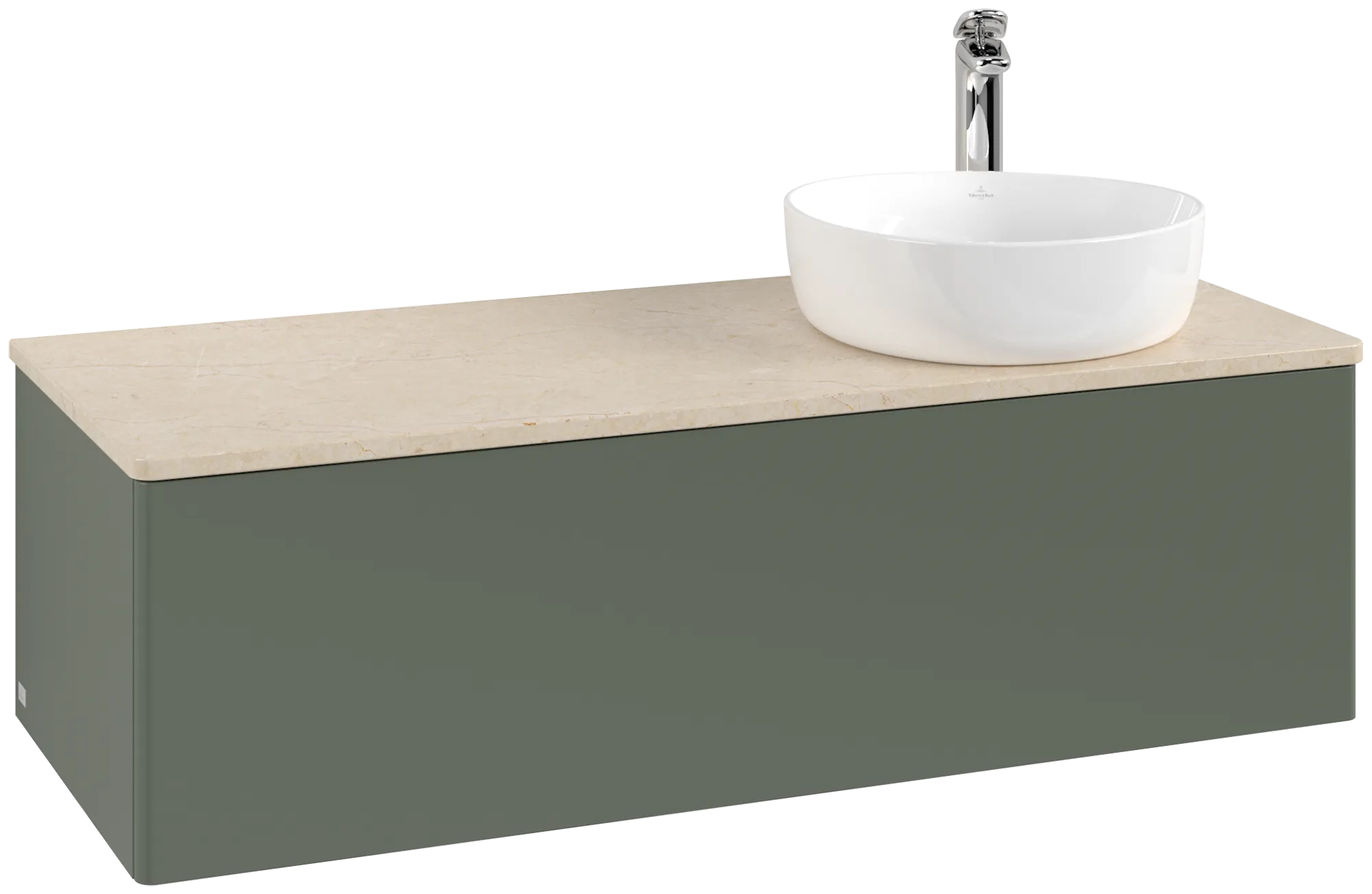 Bild von VILLEROY BOCH Antao Waschbeckenunterschrank, 1 Auszug, 1200 x 360 x 500 mm, Front ohne Struktur, Leaf Green Matt Lacquer / Botticino #K34053HL