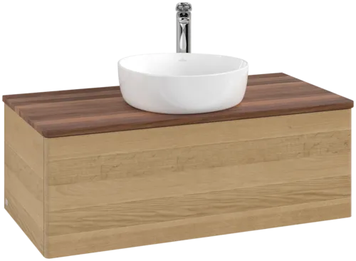 Bild von VILLEROY BOCH Antao Waschbeckenunterschrank, 1 Auszug, 1000 x 360 x 500 mm, Front ohne Struktur, Honey Oak / Warm Walnut #K31052HN