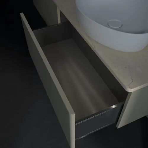 Obrázek VILLEROY BOCH Antao Vanity unit, with lighting, 2 pull-out compartments, 1600 x 360 x 500 mm, Front without structure, Stone Grey Matt Lacquer / Botticino #L38053HK