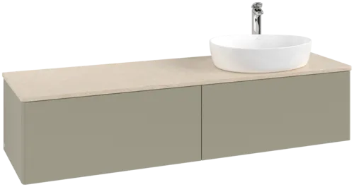 Bild von VILLEROY BOCH Antao Waschbeckenunterschrank, mit Beleuchtung, 2 Auszüge, 1600 x 360 x 500 mm, Front ohne Struktur, Stone Grey Matt Lacquer / Botticino #L38053HK