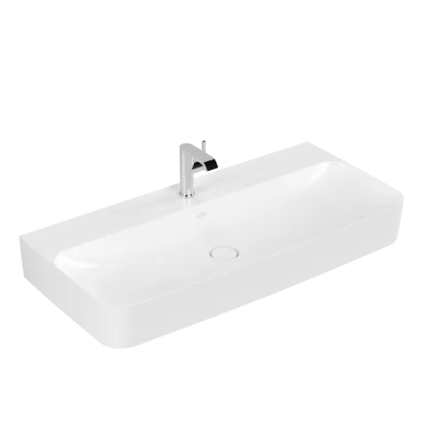 Obrázek VILLEROY BOCH Umyvadlo Finion, 1000 x 470 x 165 mm, Stone White CeramicPlus, se skrytým přepadem, leštěné #41681BRW