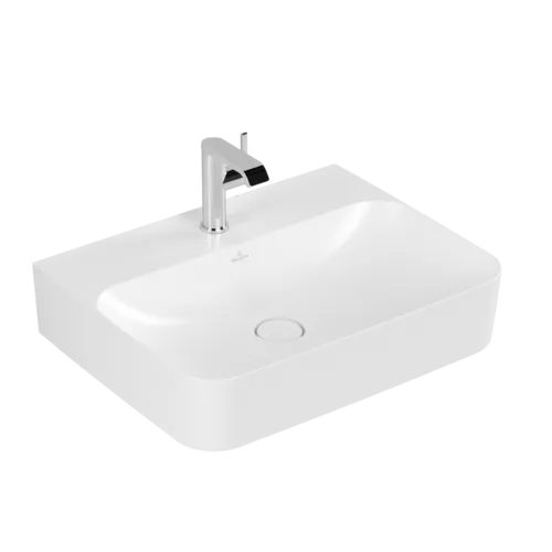 Bild von VILLEROY BOCH Finion Waschbecken, 600 x 470 x 164 mm, Stone White CeramicPlus, mit verdecktem Überlauf #416864RW