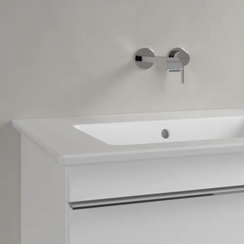 Obrázek VILLEROY BOCH Skříňkové dvojumyvadlo Venticello, 1300 x 500 x 170 mm, Stone White CeramicPlus, s přepadem #4111DJRW
