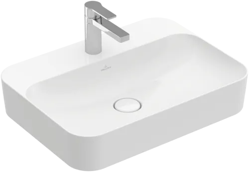 Obrázek VILLEROY BOCH Umyvadlo na desku Finion, 600 x 445 x 115 mm, bílá Alpine CeramicPlus, se skrytým přepadem #414264R1