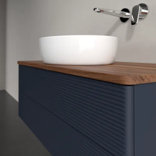 Bild von VILLEROY BOCH Antao Waschbeckenunterschrank, 2 Auszüge, 1000 x 360 x 500 mm, Front mit Struktur, Midnight Blue Matt Lacquer / Warm Walnut #K20112HG