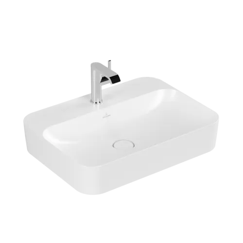 Bild von VILLEROY BOCH Finion Aufsatzwaschbecken, 600 x 445 x 115 mm, Stone White CeramicPlus, mit verdecktem Überlauf #414264RW