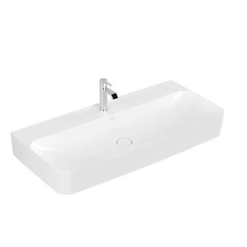 Bild von VILLEROY BOCH Finion Waschbecken, 1000 x 470 x 165 mm, Stone White CeramicPlus, mit verdecktem Überlauf #4168ABRW