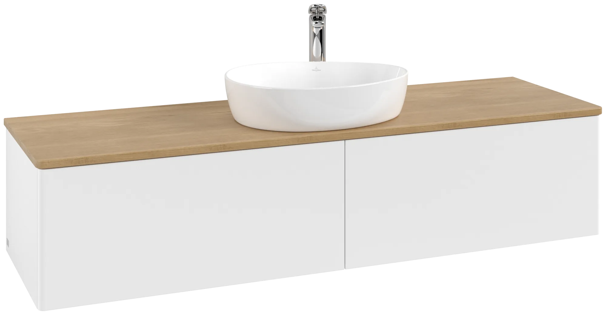 Bild von VILLEROY BOCH Antao Waschbeckenunterschrank, mit Beleuchtung, 2 Auszüge, 1600 x 360 x 500 mm, Front ohne Struktur, White Matt Lacquer / Honey Oak #L36051MT