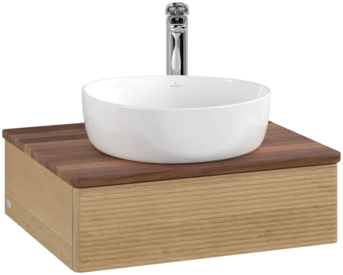 Bild von VILLEROY BOCH Antao Waschbeckenunterschrank, 1 Auszug, 600 x 190 x 500 mm, Front mit Struktur, Honey Oak / Warm Walnut #K07152HN