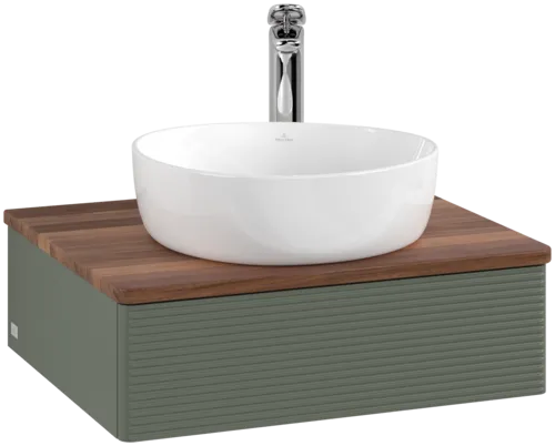 Bild von VILLEROY BOCH Antao Waschbeckenunterschrank, 1 Auszug, 600 x 190 x 500 mm, Front mit Struktur, Leaf Green Matt Lacquer / Warm Walnut #K07152HL